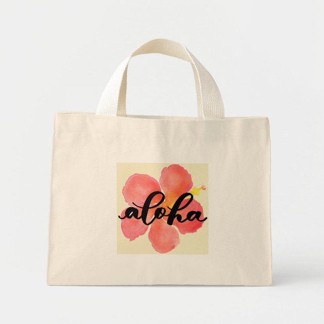 Aloha Hibiscus Totebag Mini Tygkasse (Framsidan)