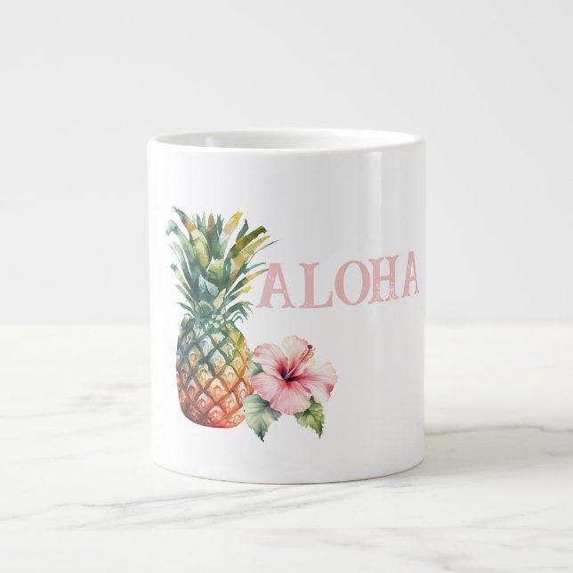 Aloha Hibiskus Blomma Ananas Jumbo Mugg (Framsidan)
