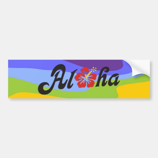 Aloha hibiskus - lägenhetHawaii design + dina Bildekal (Framsidan)