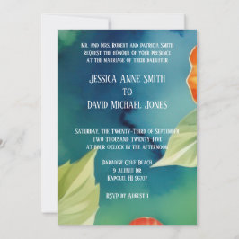 Aloha Hibiskus Tropiskt Akvarell Blommig Bröllop Inbjudningar