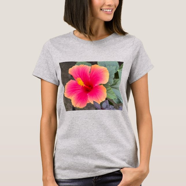 Aloha Hibiskusblomma T Shirt (Framsida)