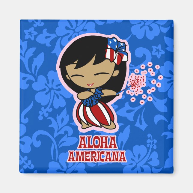 Aloha Honeys Firecracker Hula Girl Magnets Magnet (Framsidan)
