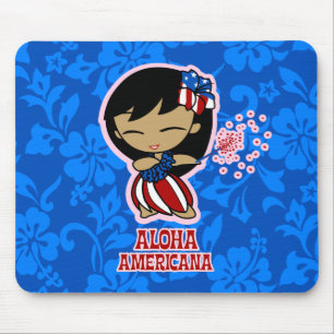 Aloha Honeys Firecracker Hula Girl Mousepads Musmatta