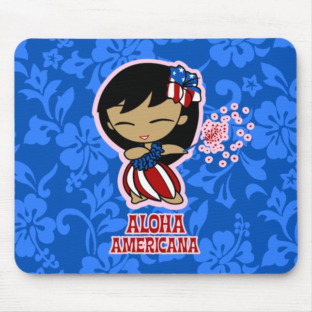 Aloha Honeys Firecracker Hula Girl Mousepads Musmatta (Framsidan)