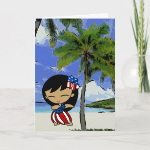 Aloha Honeys Hawaiian Beach Patriotic Cards Kort
