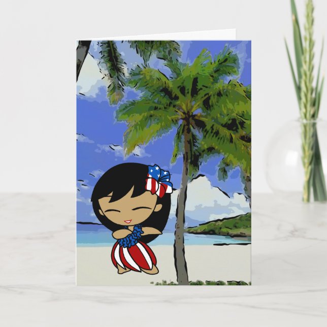 Aloha Honeys Hawaiian Beach Patriotic Cards Kort (Framsida)