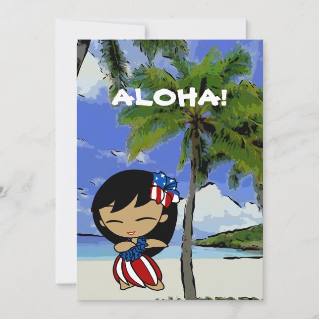 Aloha Honeys Hawaiian Beach Patriotic Investigatio Inbjudningar (Framsida)