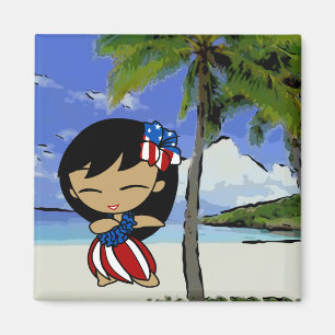 Aloha Honeys Hawaiian Beach Patriotic Magnets Magnet