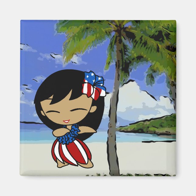 Aloha Honeys Hawaiian Beach Patriotic Magnets Magnet (Framsidan)