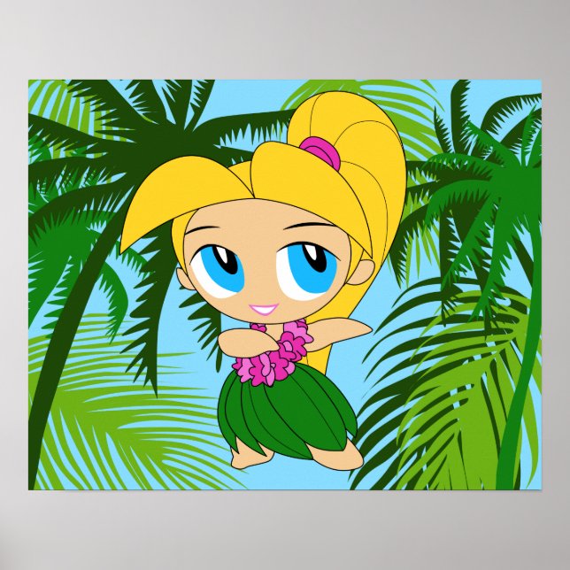 Aloha Honeys Hawaiian Blond Hula Girl Poster (Framsidan)