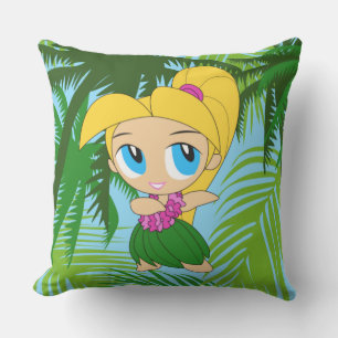 Aloha Honeys Hawaiian Blond Hula Girl Reversible Kudde