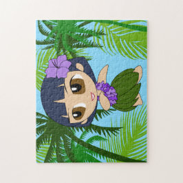 Aloha Honeys Hawaiian Blue Hair Hula Girl Pussel