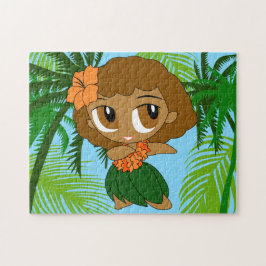Aloha Honeys Hawaiian Brown Hair Hula Girl Pussel