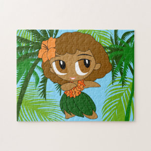 Aloha Honeys Hawaiian Brown Hair Hula Girl Pussel