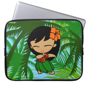 Aloha Honeys Hawaiian Handflatan Hula Girl Wetdres Laptop Fodral