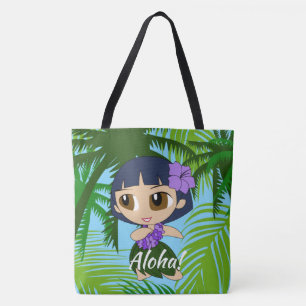 Aloha Honeys Hawaiian Hula Girl Beach Bag Tygkasse