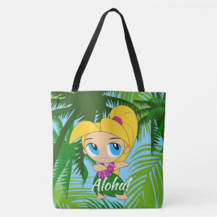 Aloha Honeys Hawaiian Hula Girl Beach Bag Tygkasse