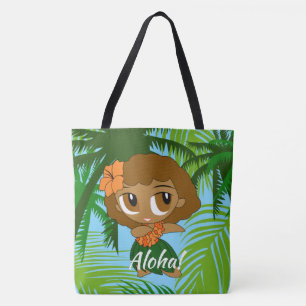 Aloha Honeys Hawaiian Hula Girl Beach Bag Tygkasse