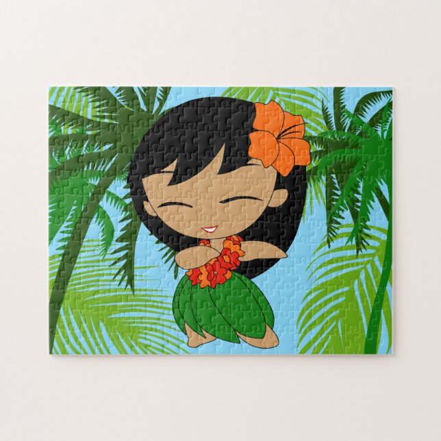 Aloha Honeys Hawaiian Hula Girl med Orange Pussel (Horisontell)