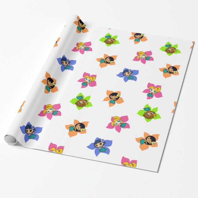 Aloha Honeys Hawaiian Hula Girl Wrapping Papper Presentpapper (Utrullad)