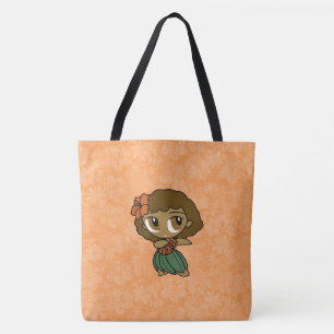 Aloha Honeys Hawaiian Orange Hula Girl Beach Bag Tygkasse