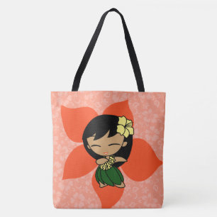 Aloha Honeys Hawaiian Papaya Hula Girl Beach Bag Tygkasse