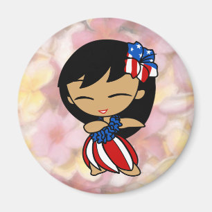 Aloha Honeys Hawaiian Plumeria Patriotic Magnets Magnet
