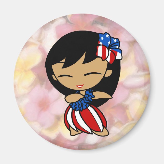 Aloha Honeys Hawaiian Plumeria Patriotic Magnets Magnet (Framsidan)