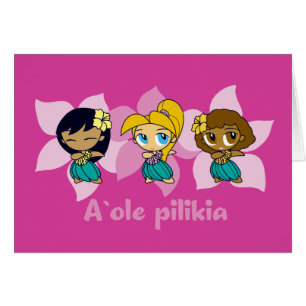 "Aloha Honeys" Hula-flickkort i Fuchsia Hälsningskort