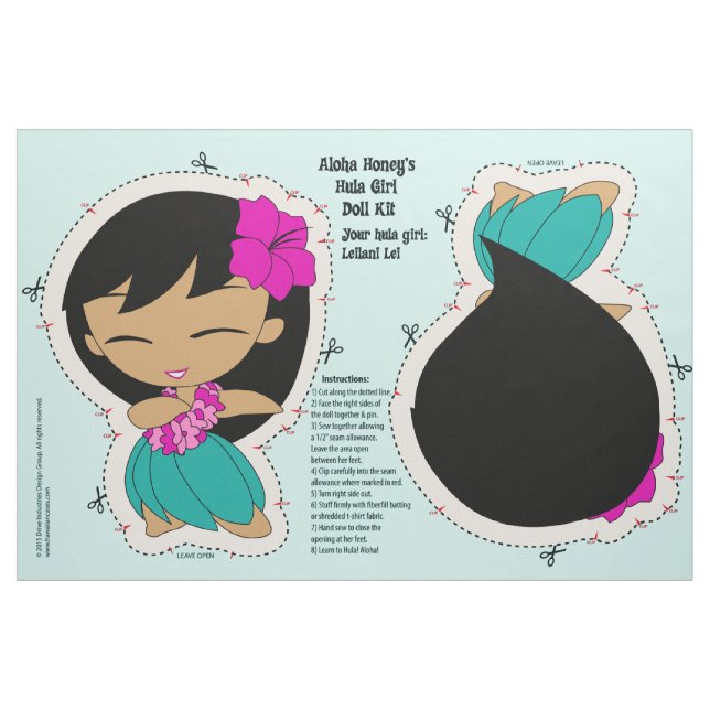 Aloha Honeys Hula Girl Doll Kit och Mönster Tyg (Fat Quarter)