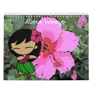 Aloha Honeys Hula Girl Hawaiian Blommigt Kalender