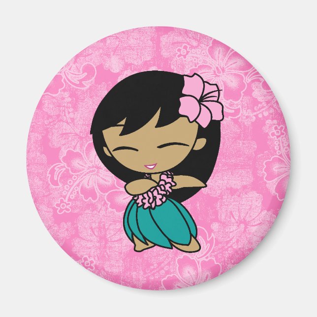 Aloha Honeys Hula Girl Hibiscus Magnets Magnet (Framsidan)