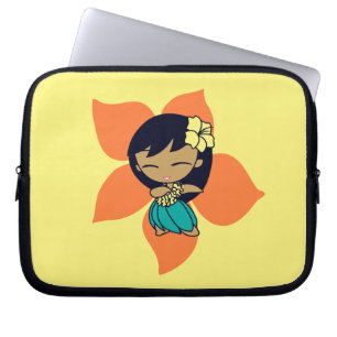 Aloha Honeys Hula Girl Hibiscus Neoprene Laptop Fodral