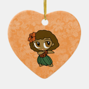 Aloha Honeys Hula Girl Hibiscus Ornaments Julgransprydnad Keramik
