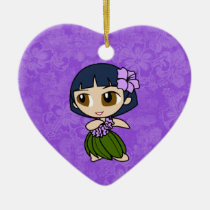Aloha Honeys Hula Girl Hibiscus Ornaments Julgransprydnad Keramik