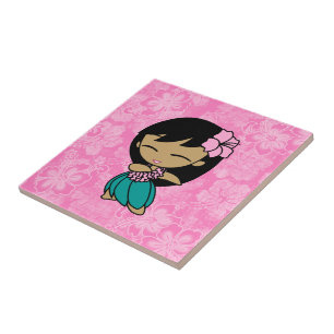 Aloha Honeys Hula Girl Hibiscus Tile Trivets Kakelplatta