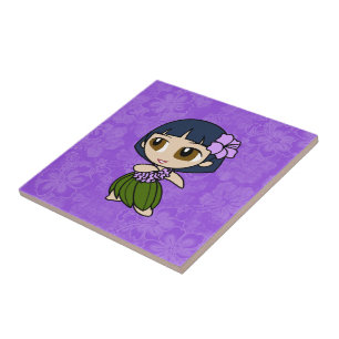 Aloha Honeys Hula Girl Hibiscus Tile Trivets Kakelplatta
