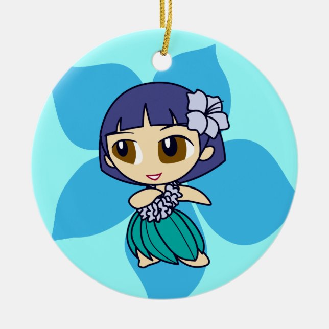 Aloha Honeys Hula Girl Ornaments Julgransprydnad Keramik (Framsidan)
