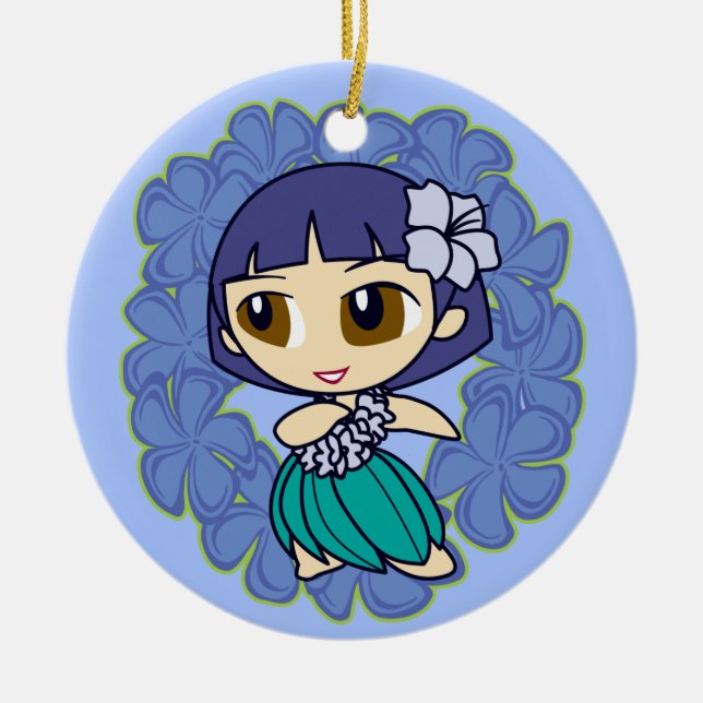 Aloha Honeys Hula Girl Ornaments Julgransprydnad Keramik (Framsidan)
