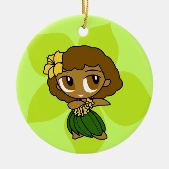Aloha Honeys Hula Girl Ornaments Julgransprydnad Keramik (Framsidan)