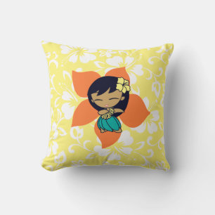 Aloha Honeys Hula Girl Reversible Square Pillows Kudde