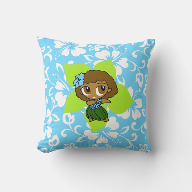 Aloha Honeys Hula Girl Reversible Square Pillows Kudde (Framsida)