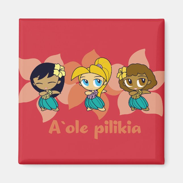 "Aloha Honeys" Hula tjejmagnet i rött Magnet (Framsidan)