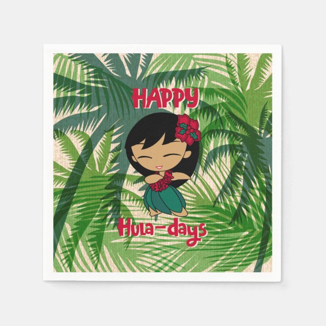 Aloha Honeys jul firande Hula flicka Palmer Pappersservett (Framsidan)