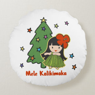 Aloha Honeys jul Hawaiian Hula Girl Rund Kudde
