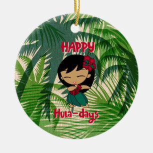 Aloha Honeys jul Helgdag Hula Girl Handflatan Julgransprydnad Keramik