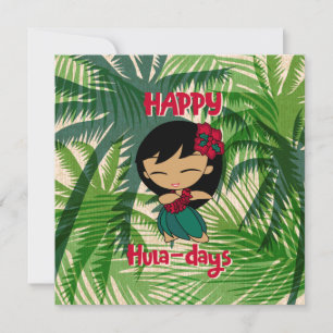 Aloha Honeys julfirande Hula-flicka Palmer Julkort