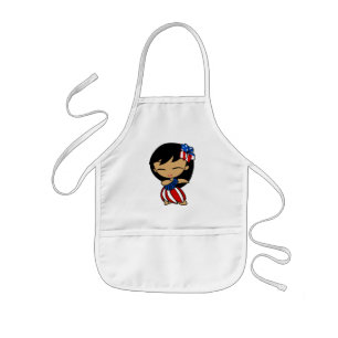Aloha Honeys Patriotic Hula Girl Aprons Barnförkläde