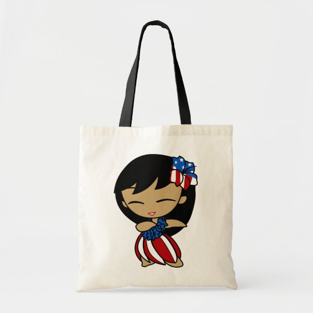 Aloha Honeys Patriotic Hula Girl Bag& Totes Tygkasse (Framsidan)