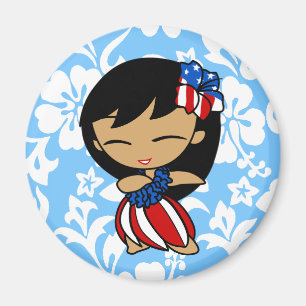 Aloha Honeys Patriotic Hula Girl Magnets Magnet